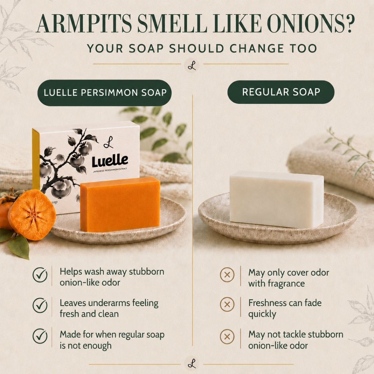 Luelle Odor Control Bar with Persimmon Extract