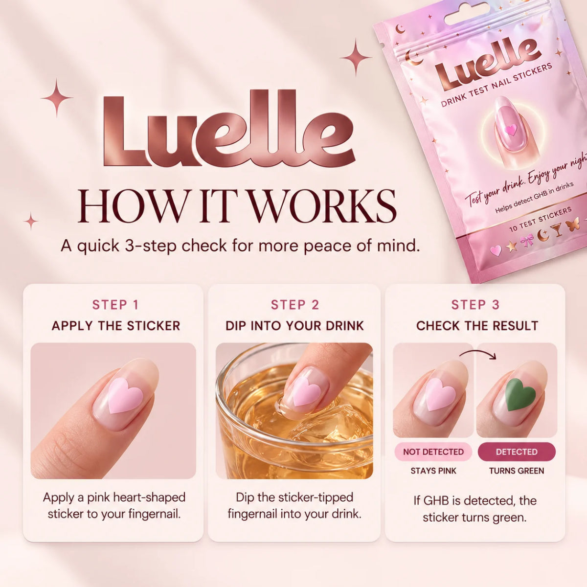 Drink Testing Nail Stickers – Discreet Drink Spike Test