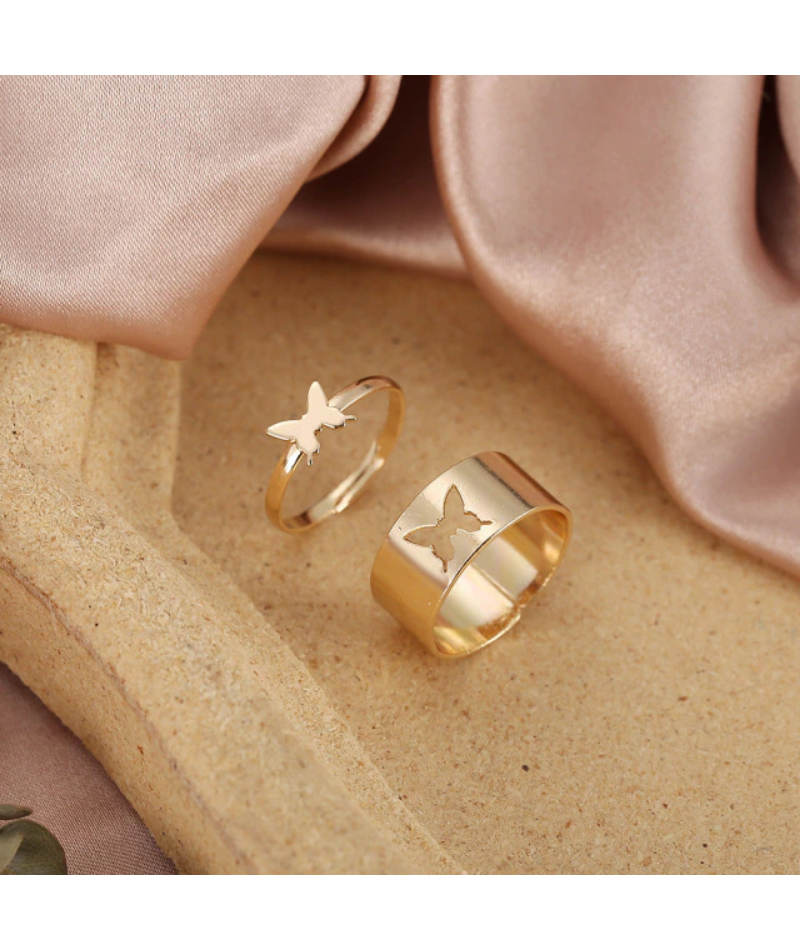 Butterfly Matching Ring Set - Resizable - Melius